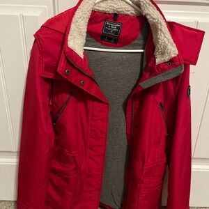 Abercrombie & Fitch Red and Gray Jacket
